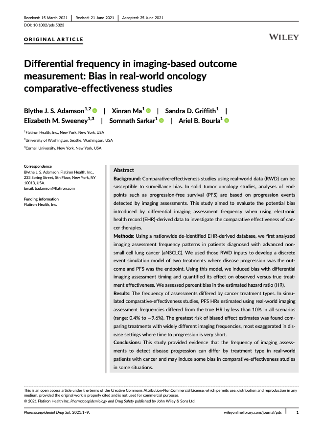 Differential frequency in imaging-based outcome measurement