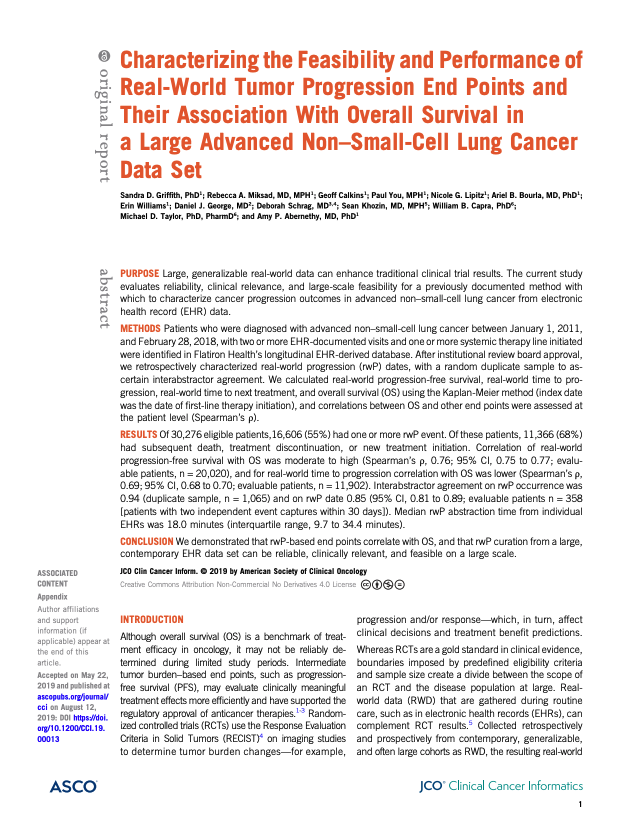 Characterizing feasibility and performance of real-world tumor progression