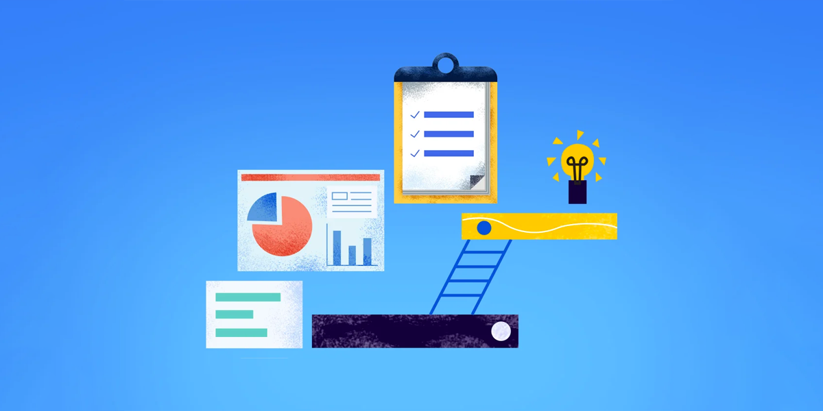 illustration of graphs, charts, and a light bulb illustration of graphs, charts, and a light bulb