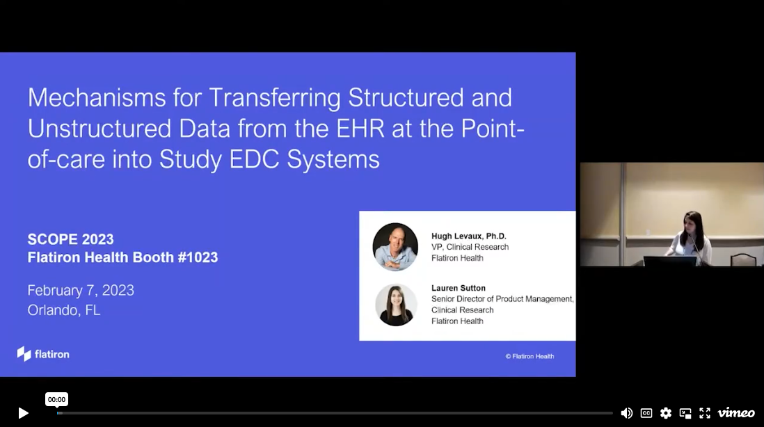 Mechanisms for transferring structured and unstructured data from the EHR at the point of care into study EDC systems